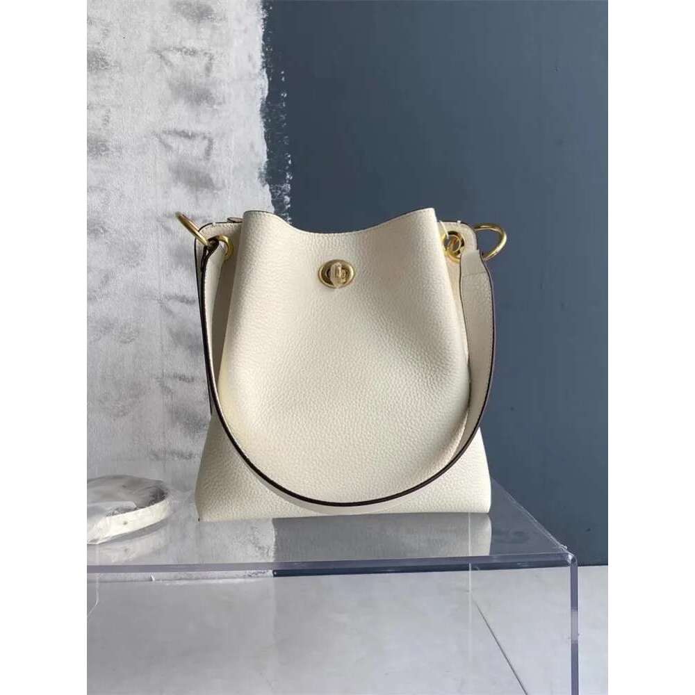 New Cowhide Genuine Leather Handbag Fashion Office Ladies Elegant Single Shoulder Crossbody Bag Women Large Capacity Bucket Bags