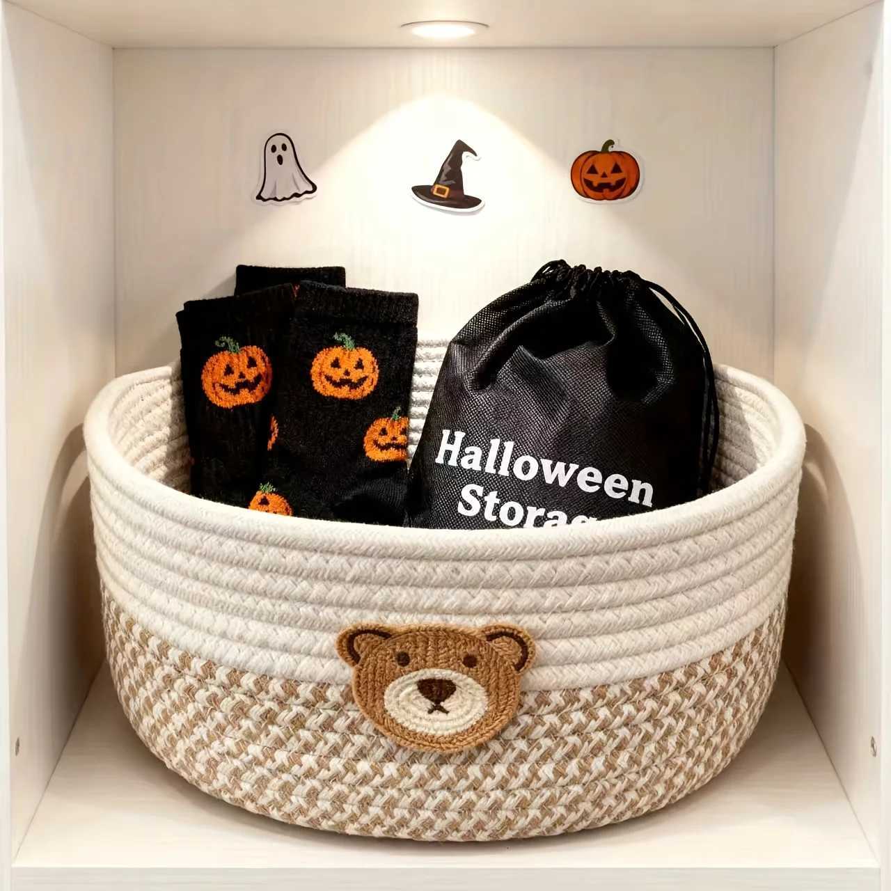 A small bear-patter baby ro basket / baby ro decoration / baby ro storage basket / desktop remote control storage box Y251112