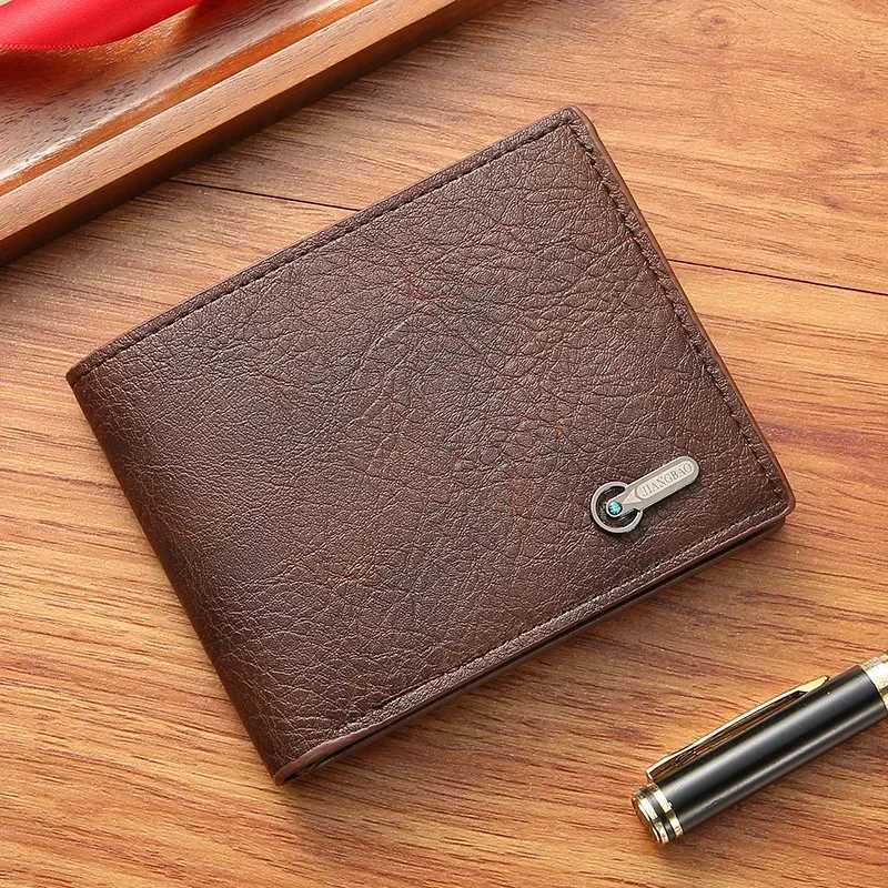 PU leather multi slot casual large capacity mens wallet black coin wallet mens business ID card holder USD coin wallet Z250411