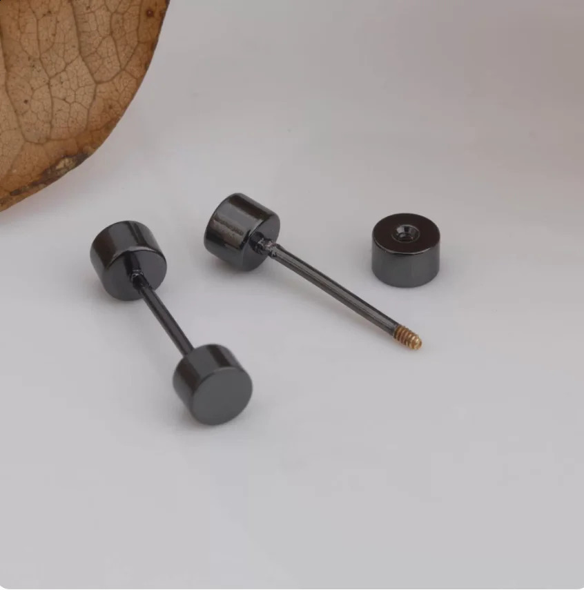 Screw buckle dumbbell earrings mens ear bone earrings button fashionable earrings 250409
