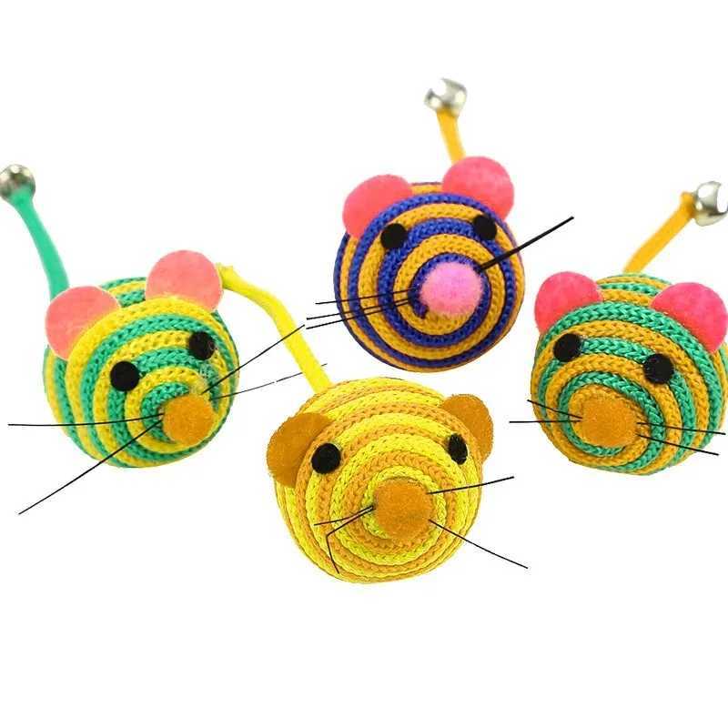 Pet Cat Toy Strip Nylon Rope Ball Mouse Toy with Bell Pet Cat Chewing Toy Interactive Pet Product Gatos Y250412