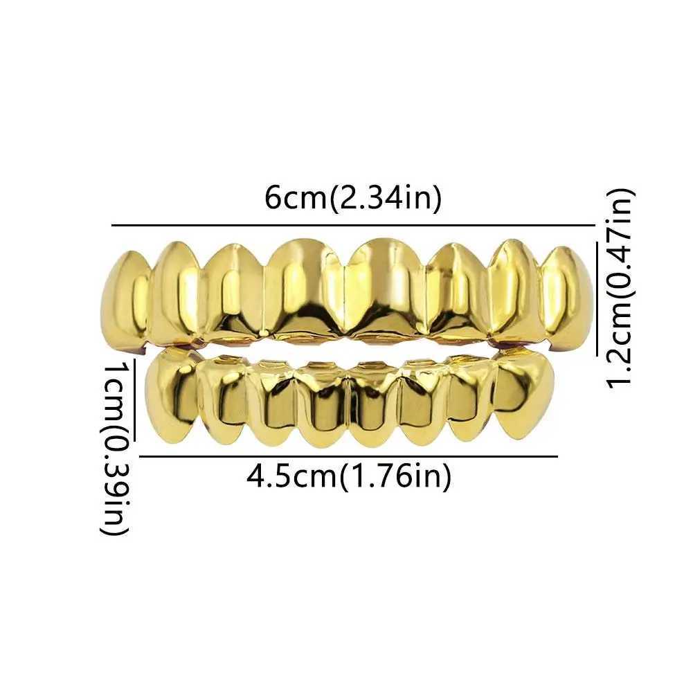 Gold plated silver plated HIP HOP teeth Grillz top and bottom grill set with genuine silicone shiny teeth set W250412