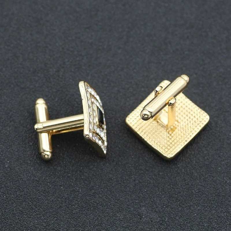 Square boys cufflinks high-quality rhinestones shiny cufflinks buttons jewelry French shirts mens clothing mens clothing accessoriesT250412