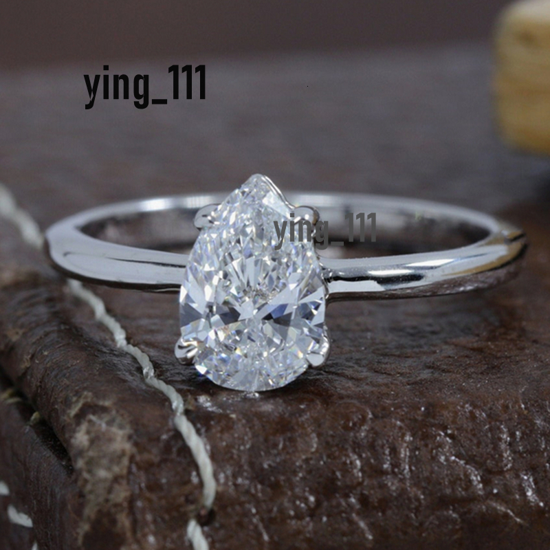 Jewelry 14K Real Gold Womens Ring 1.0 Carat Pear Cut Solitaire Engagement Ring For Women IGI Certificate 18K Gold Ring 950 Platimum