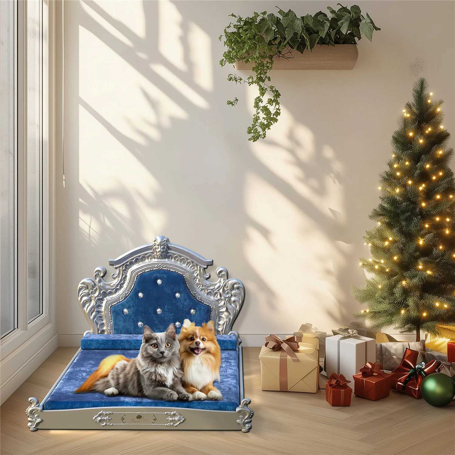 Bingo Paw Luxury Pet Bed with Top Panel Dutch Velvet Dog and Cat Bed Suitable for Medium to Large sized Dogs European Noble Pet Bed X250412