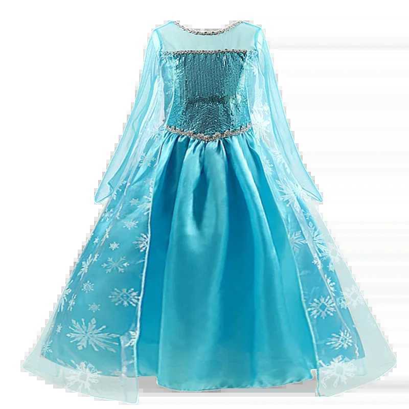 Disney Girl Snow Queen Elsa Childrens Clothing Girl 2024 Carnival Party Ball Dress Robe Play Childrens Clothing Frozen Princess DressXJ250411