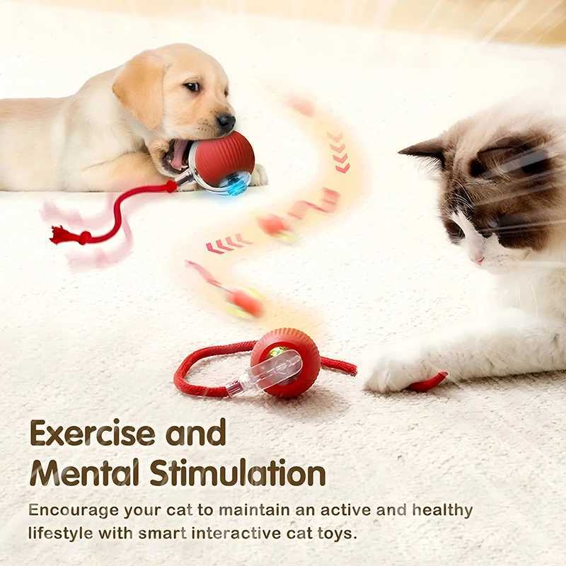 Cat toy automatic rolling ball artificial tail charging intelligent pet interactive ball electric toy dog training simulation mouse Y250412