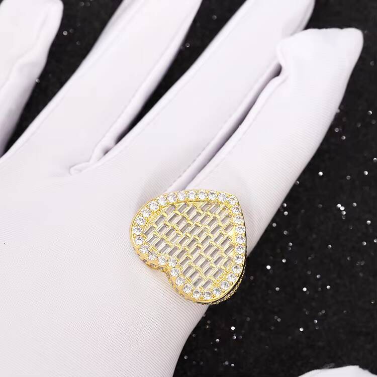 Yu Ying 925 Silver Baguette Moissanite Diamond Ring 18K Gold Plated Cuban Style Hip Hop Life Jewelry