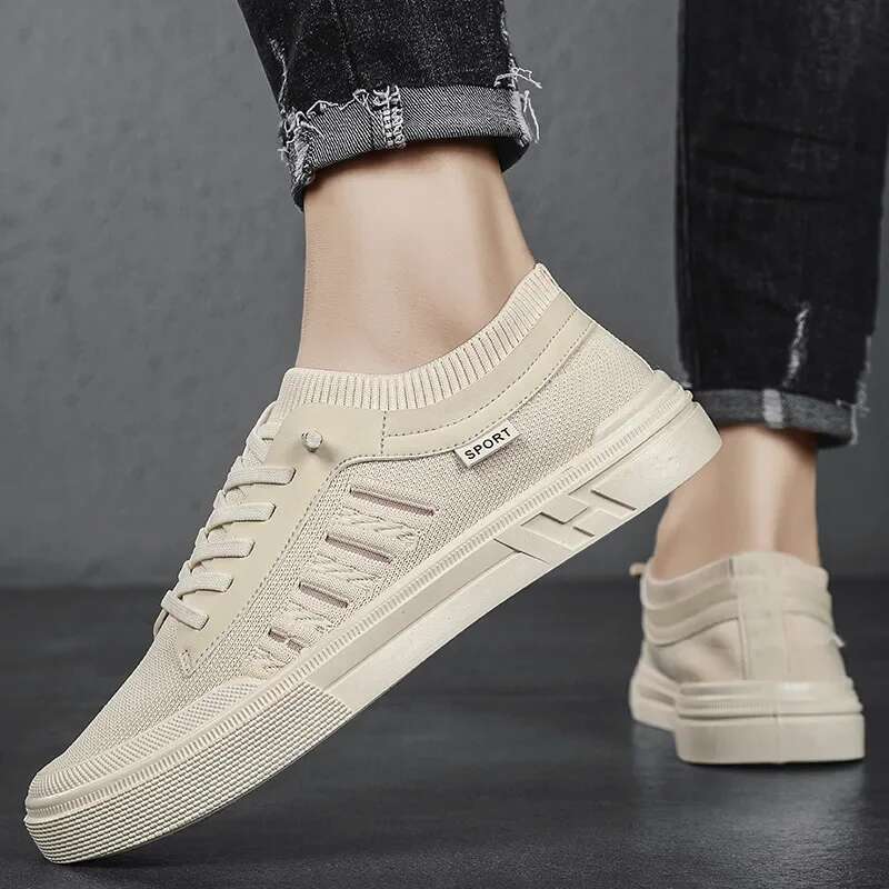 2025 Summer New Casual Men's Sports Shoes Breathable Lightweight Round Head Solid Color Anti Slip Designer Fashion Flat Shoes