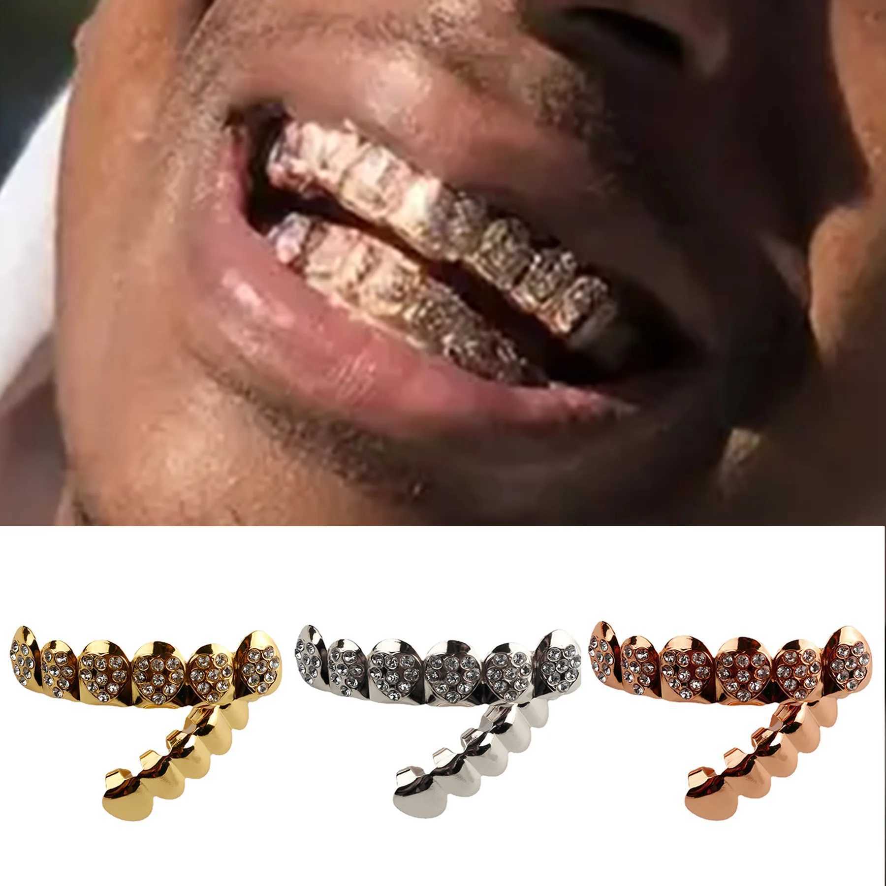 Fshion Hip Hop Gold Silver Ice Out CZ Teeth Grillz Top Bottom Mens Jewelry Pendant Boat W250412