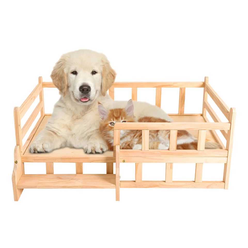Solid wood pet bed wooden dog bed frame dog house furniture dog bed bracket circular fence corner for cats or dogs X250412