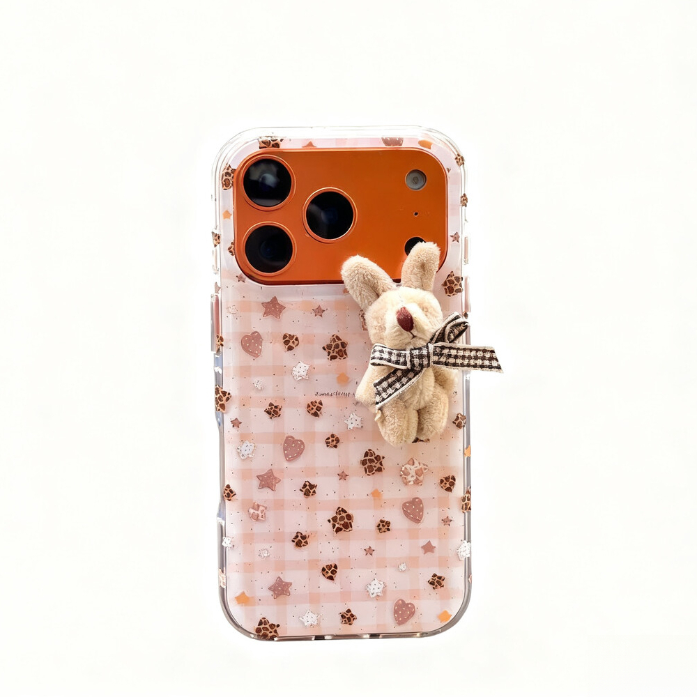 Plaid Star Bunny Phone Case Compatible with iPhone 17/16 Pro Max Cartoon 15/14 Protective Cover