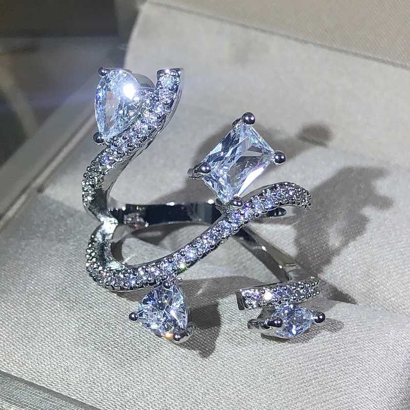 925 sterling silver exaggerated large snake shell wrapped ring womens jewelry zircon ring Christmas gift wholesaleXJ250412