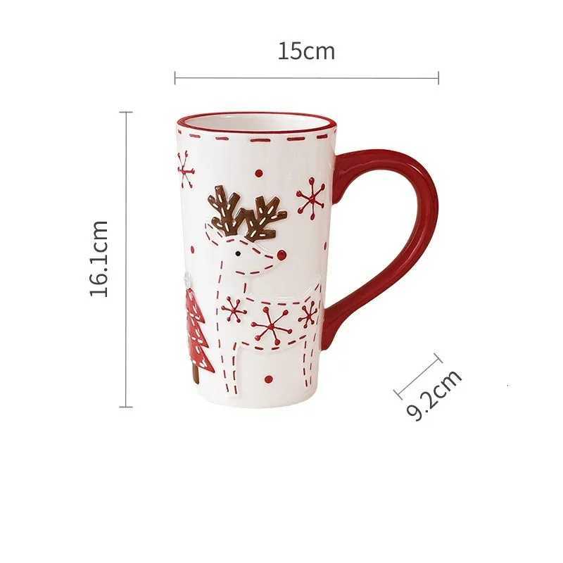 Christmas 550ML Faceless doll Christmas Ceramic Mug 3D Relief Santa Claus Elk Coffee Cup Couple Water Cup Household Milk Mug Xmas Gift Y251112