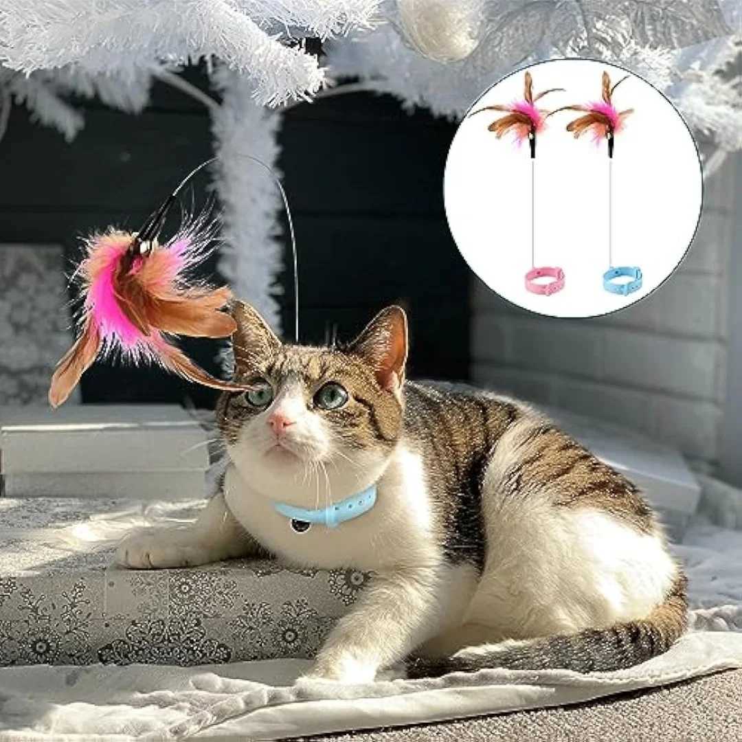 Cat collar toy with bell and interactive teasing toy for cats Y250412