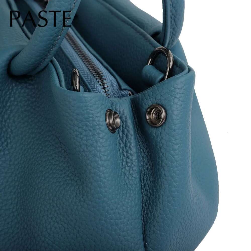 2024 New Design Blue Circle Top-Handle Handbag 100% Genuine Leather Women Shoulder Bag 29Cm High Quality Classic Tote Pink #6699