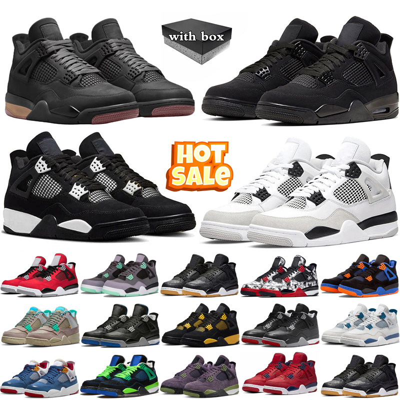 4 Basketball shoes Men Women Black Cat Bred UNC University Blue Cactus White Grey Pure Royalty Outdoor Sport Sneakers 36-47