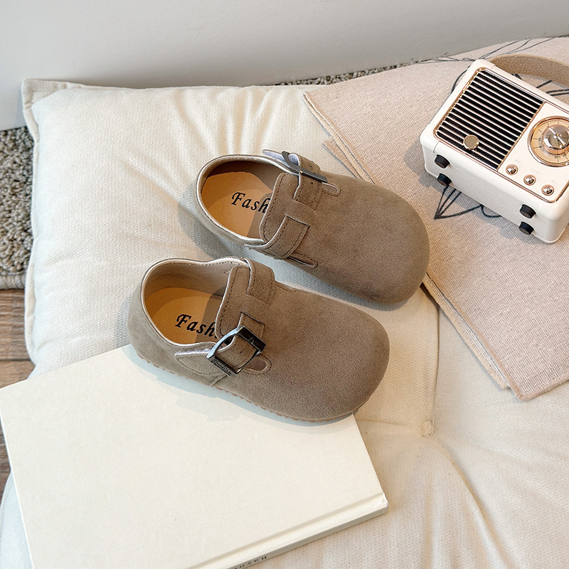 Toddler Kids Casual Shoes Brown Gray Buckle Soft Children Flat Shoes Kidszworld Unisex Autumn Spring Leisure Flexiable Little Baby Shoes Size 21 - 30 