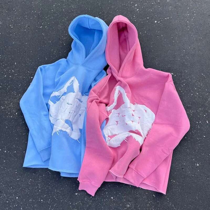 Haruku Hip Hop Star Foam Pattern Loose All Match Long Sleeved Pullover Sweatshirt Oversized Hoodie Men Women Streetwear
