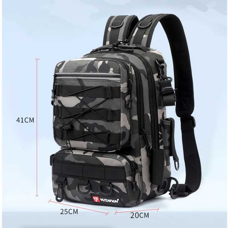 Travel Outdoor Backpack Sport Fishing Bag Large Capacity Backpack Crossbody Bag Camouflage Tactical Pack Y447 Z250411