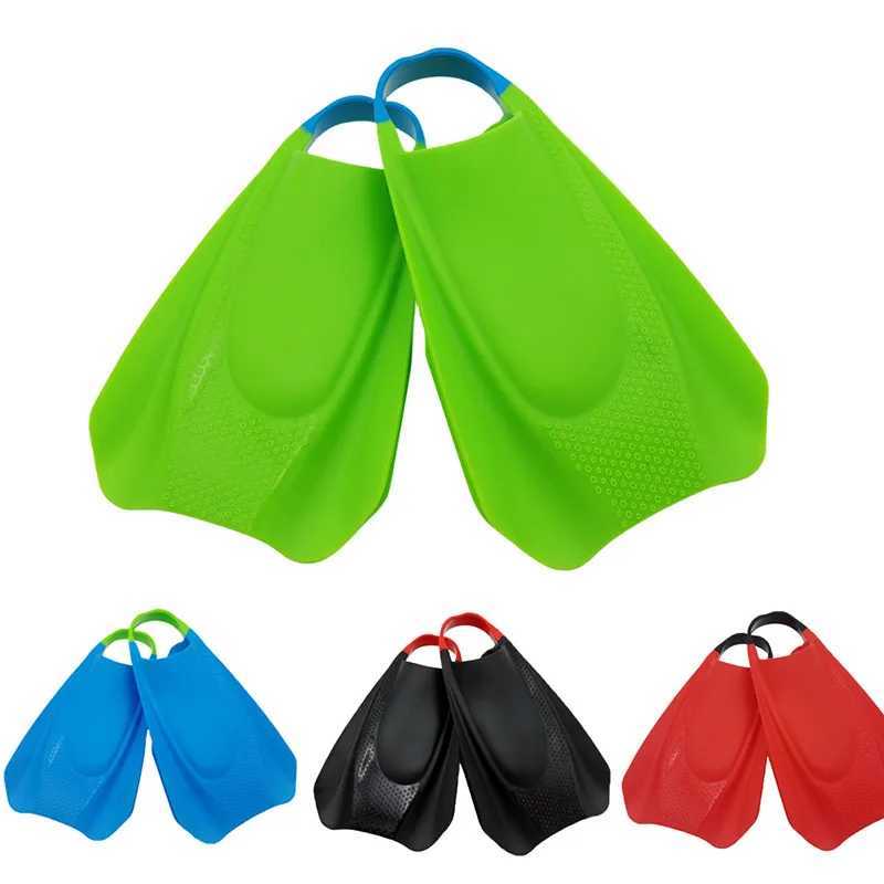High quality silicone swimming diving flip cover adult freestyle assisted training dual fin inflatable sleeve short flip coverY250412