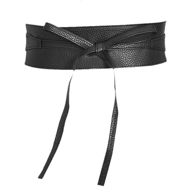 New PU imitation leather for women, versatile wide waist seal, bow tie strap, clothing accessories belt