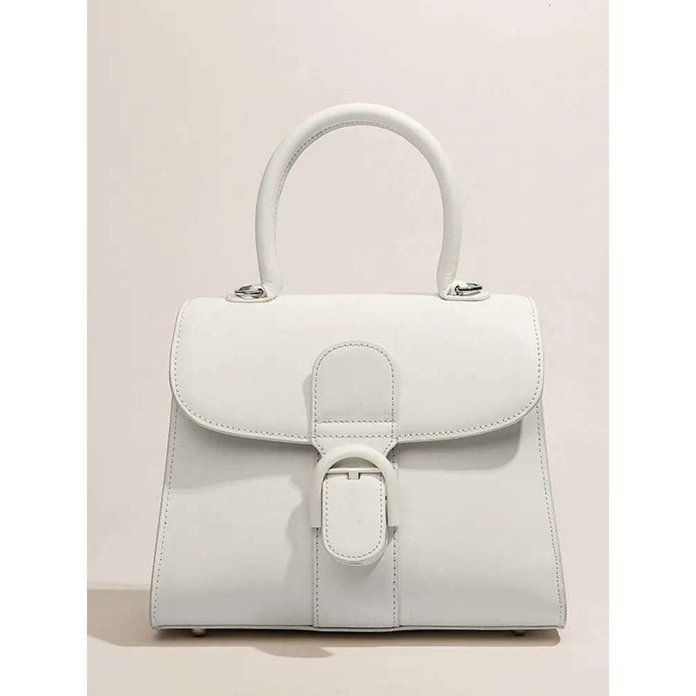 Fashion Office Ladies Work Genuine Leather Shoulder Bag Buckle Flap Totes Handbag Women Designer Cowhide Strap Crossbody Bags