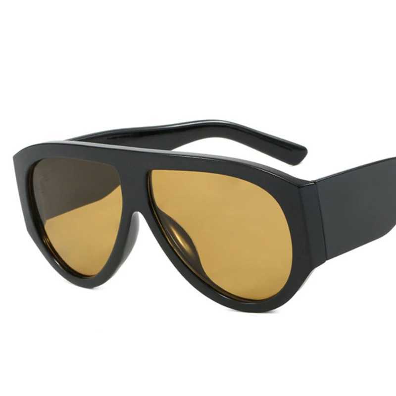 Oversized Pilot Sunglasses Women Fashion 2023 Luxury Big Frame One Piece Gradient Sunglasses Retro Classic Thick ShadesC250411