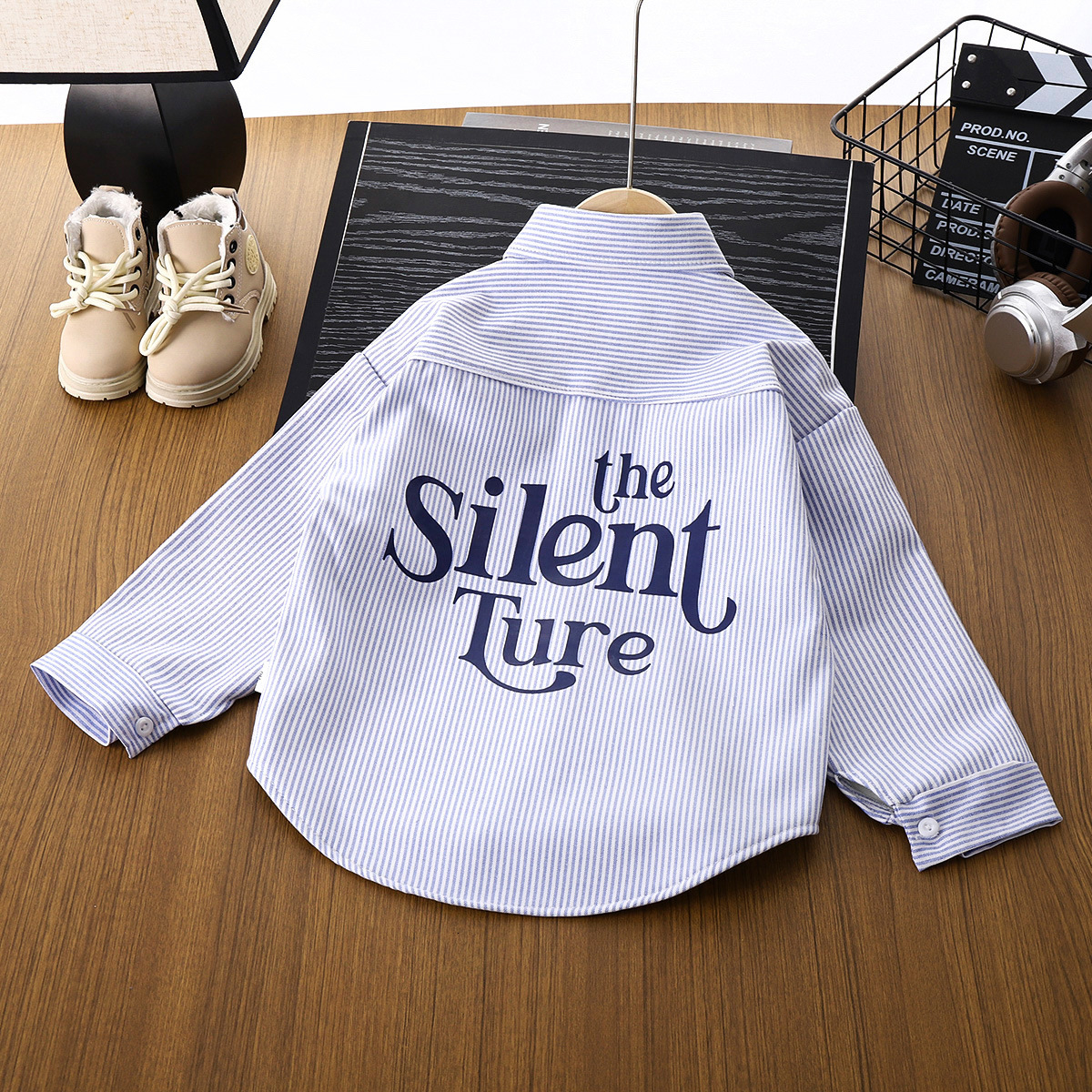 Ddmyshoesvip Boys Cotton Spring Autumn New Style Handsome Striped Korean Version Medium And Large Children S Outer Long Sleeved Shirt