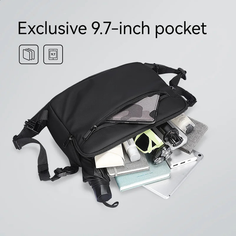 Mark Ryden Leather Waterproof Multi functional Messenger Bag Large Capacity Sling Shoulder Bag Mens Cross Bag 250411