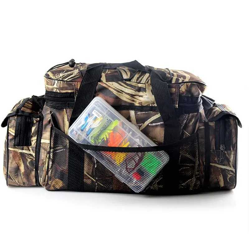 Waterproof Fishing Bag Nylon Large Capacity Multi Purpose Fishing Tackle Two Layer Waterproof Outdoor Shoulder Bags Z250411