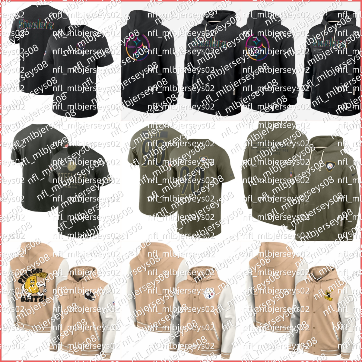 Steeler Men Black 2025 Salute to Service Crucial Catch Sideline Standard Issue Hoodie Beige Jacket Women Youth Olive T-Shirt Pullover