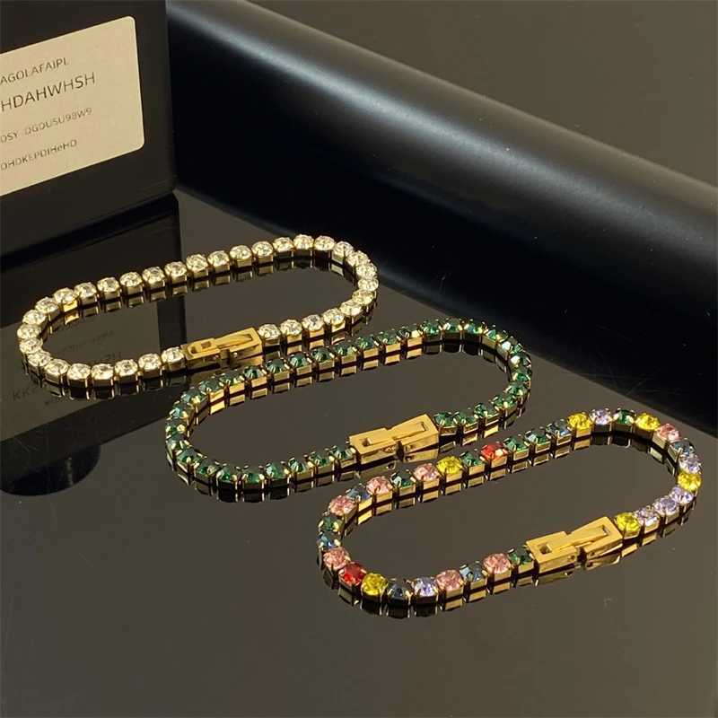 316L Stainless Steel 2025 New Fashion Waterproof Jewelry Minimalism Embed Zircon 3 Colors Charm Chain Tennis Bracelets For WomenC250411