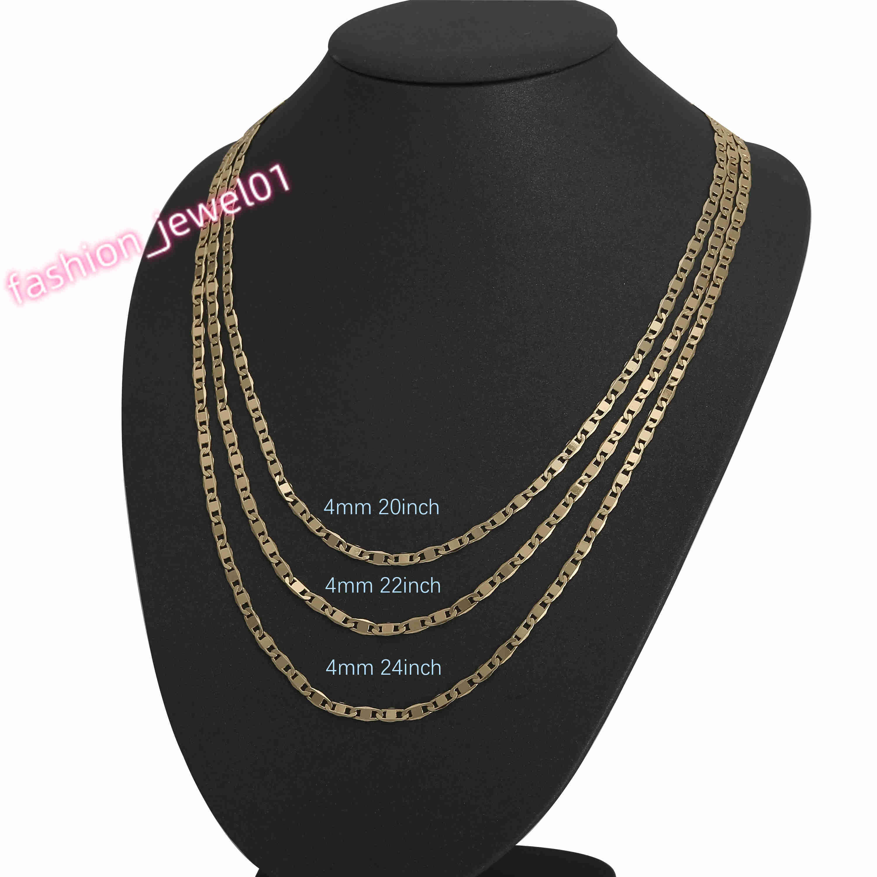 Best Sale 4mm Dubai 18k Gold Plated Fashion Chain Jewelry Necklace Copper Alloy Men Cuban Figaro Link Chain Necklace