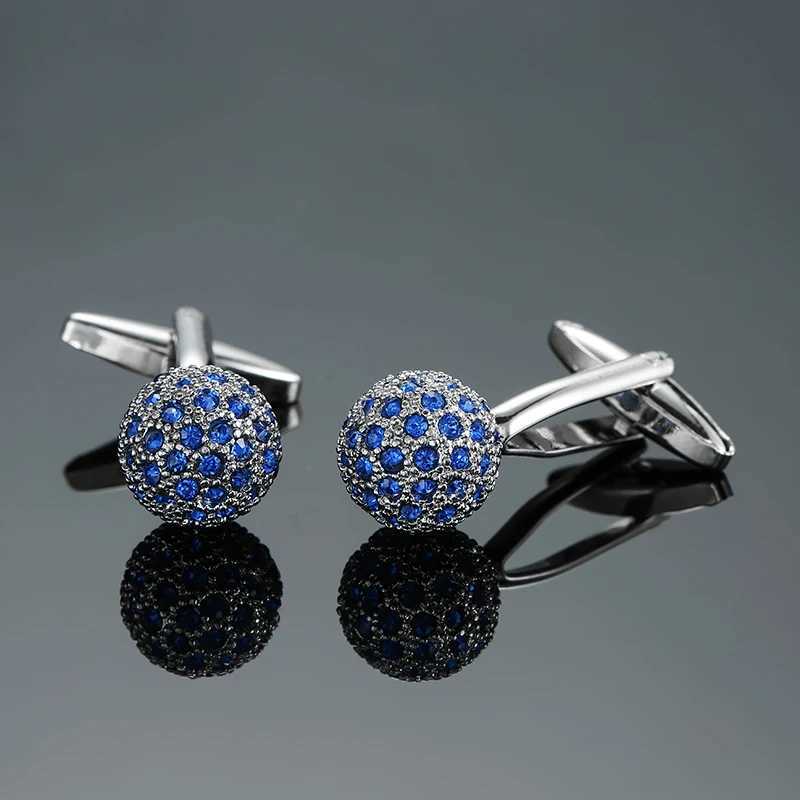 High quality blue crystal ball cufflinks brand new and fashionable French shirt with brass material design for mens wedding cufflinksT250412