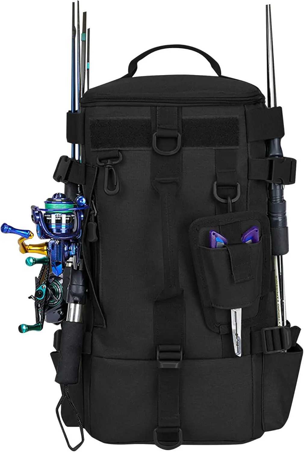 Tactical Fishing Backpack Tackle Bag with Rod Holders Fish Equipment Storage Molle Camping Hiking Outdoor Multifunctional Bag Z250411