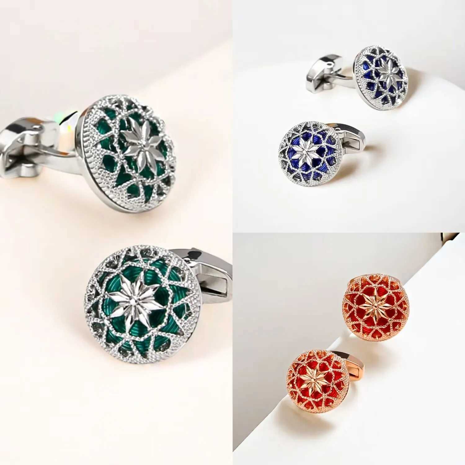 2024 New Kawei Craft Hollow Cufflinks Agate Retro Cufflinks Groom Jewelry Gift ButtonsT250412