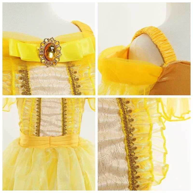Disney Childrens princess costume Halloween beauty and beast cosplay Fancy Bella Dress childrens ball dress Belle costume girlXJ250411