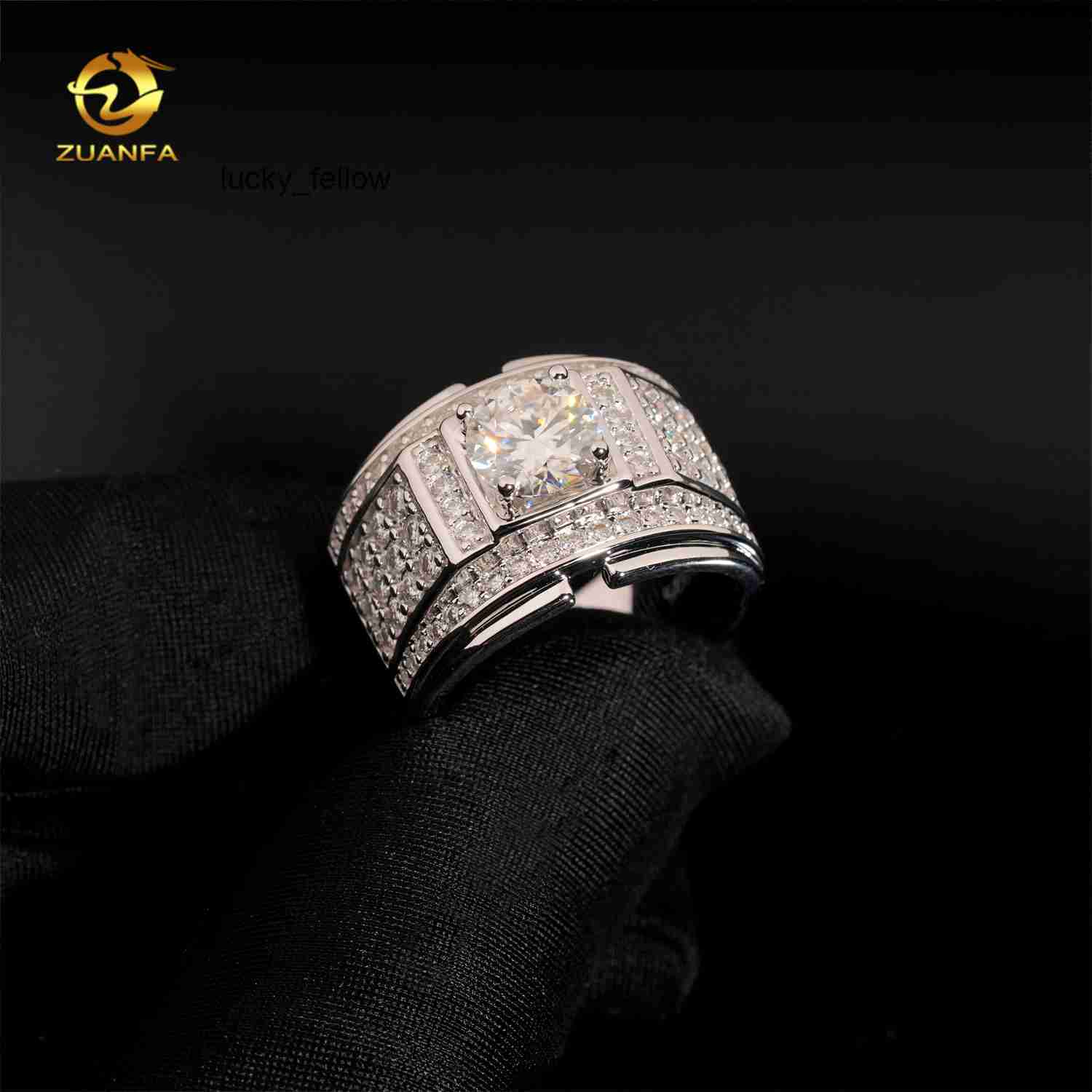 Ready Shipping Iced Out Mens Moissanite Ring 925 Silver Lab Diamond MOissanite Rings Hip Hop Ring Pass Diamond