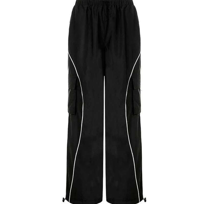New Fashionable Drawstring Loose Y2k Work Women's Mid Waist Sports Retro Street Pocket Wide Leg Jogging Pants