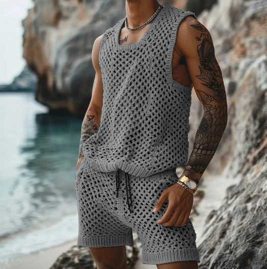 2015 Spring/Summer New Casual Vertical Stripe Set Collar Fit Short Sleeve Button Shirt Wool Blended ShortsXJ250412