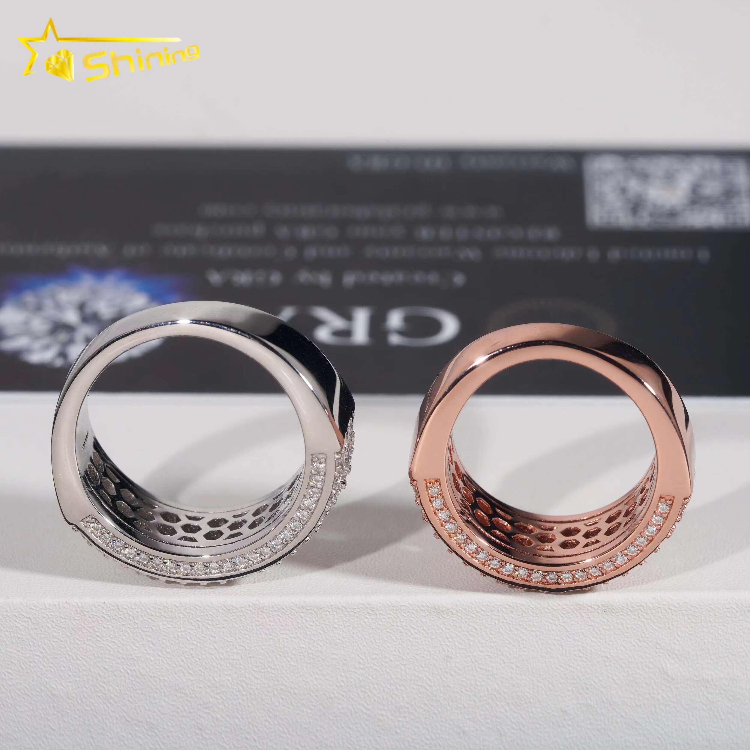 GRA Certificate 925 Sterling Silver Gold Plated Hip Hop Jewelry New Style VVS Diamond Moissanite Hip Hop Ring