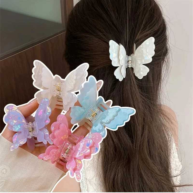 Fairy Butterfly Hair Claw French Retro Acetate Crab Hair Clip Sweet Princess Shark Clip Female Hair Accessories Y2504012