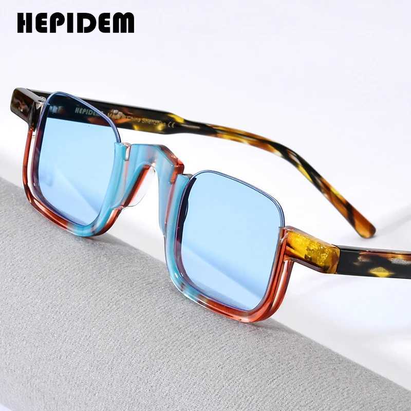 HEPIDEM Acetate Polarized Sunglasses Men Trendy Famous Brand Designer Transparent Retro Vintage Square Sun Glasses gm y2k 9352C250411