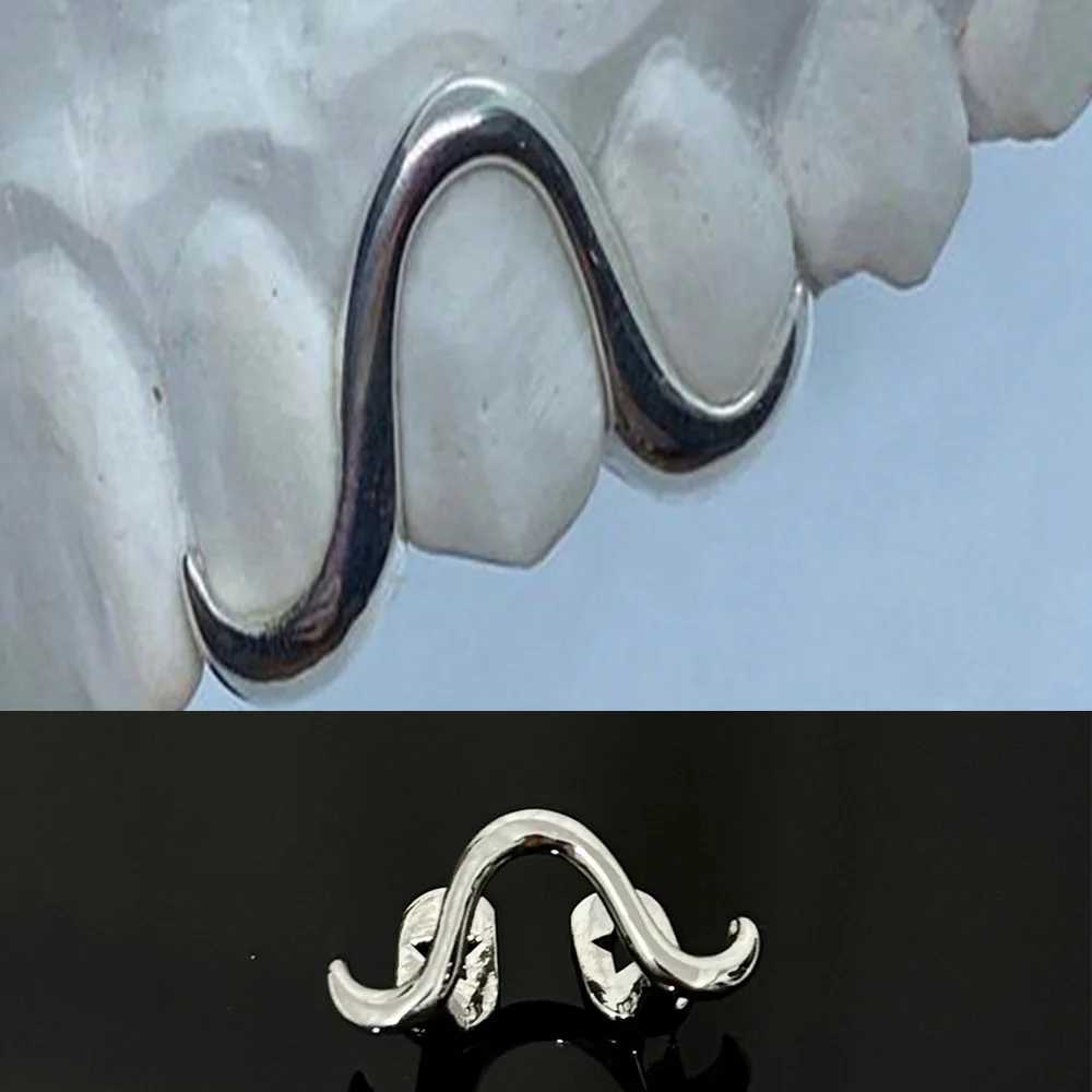 YOUNG X Romantic Silver Gloss Wave Teeth Grillz Hip Hop Curve Zircon Tooth Hat Womens Couple Jewelry Gift W250412