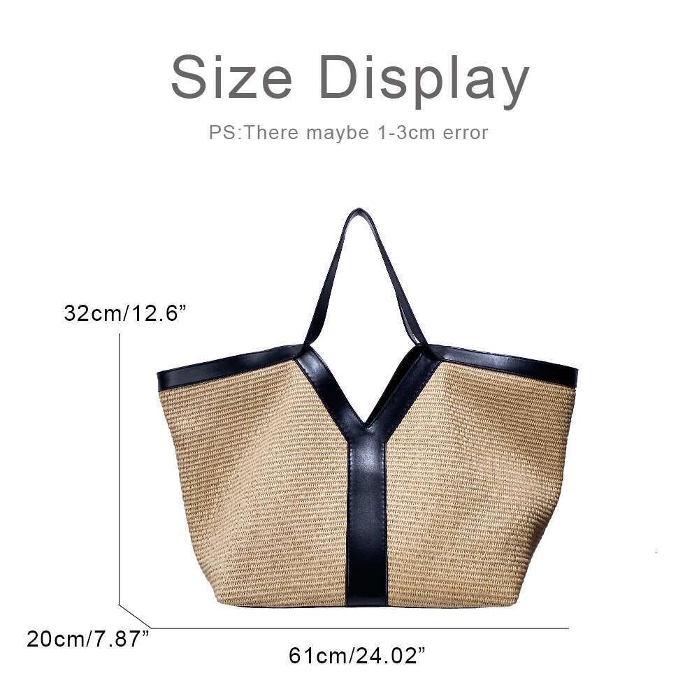 Oversize Straw Beach Tote Bags For Women Designer Handbags Purses 2025 New In Grass With PU Top Handle Underarm Shoulder