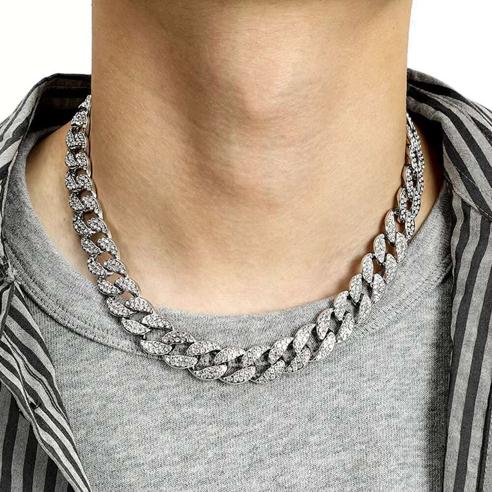 Iced Cuban necklace, gold-plated zinc alloy rhie, Christian party