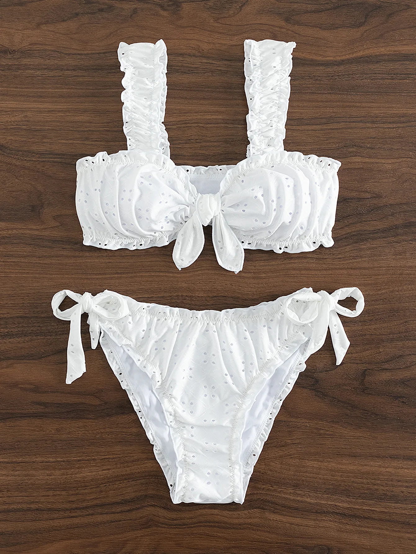 Schiffy Knot Front Tie Side Bikinis 2025 White Swimsuit Women Swimwear Female Sexy Bathers Bathing Swimming Swim Suit Beachwear 250411