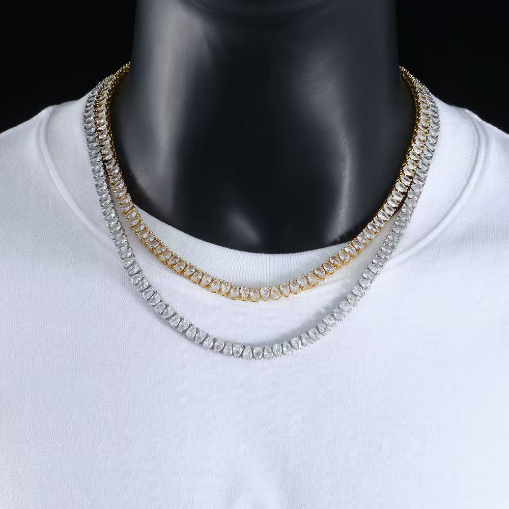 0.5ct 4*6mm Hiphop S Sterling Sier Moissanite D Color Pear Cut Water Drop Shape Full Dia Tennis Bracelet