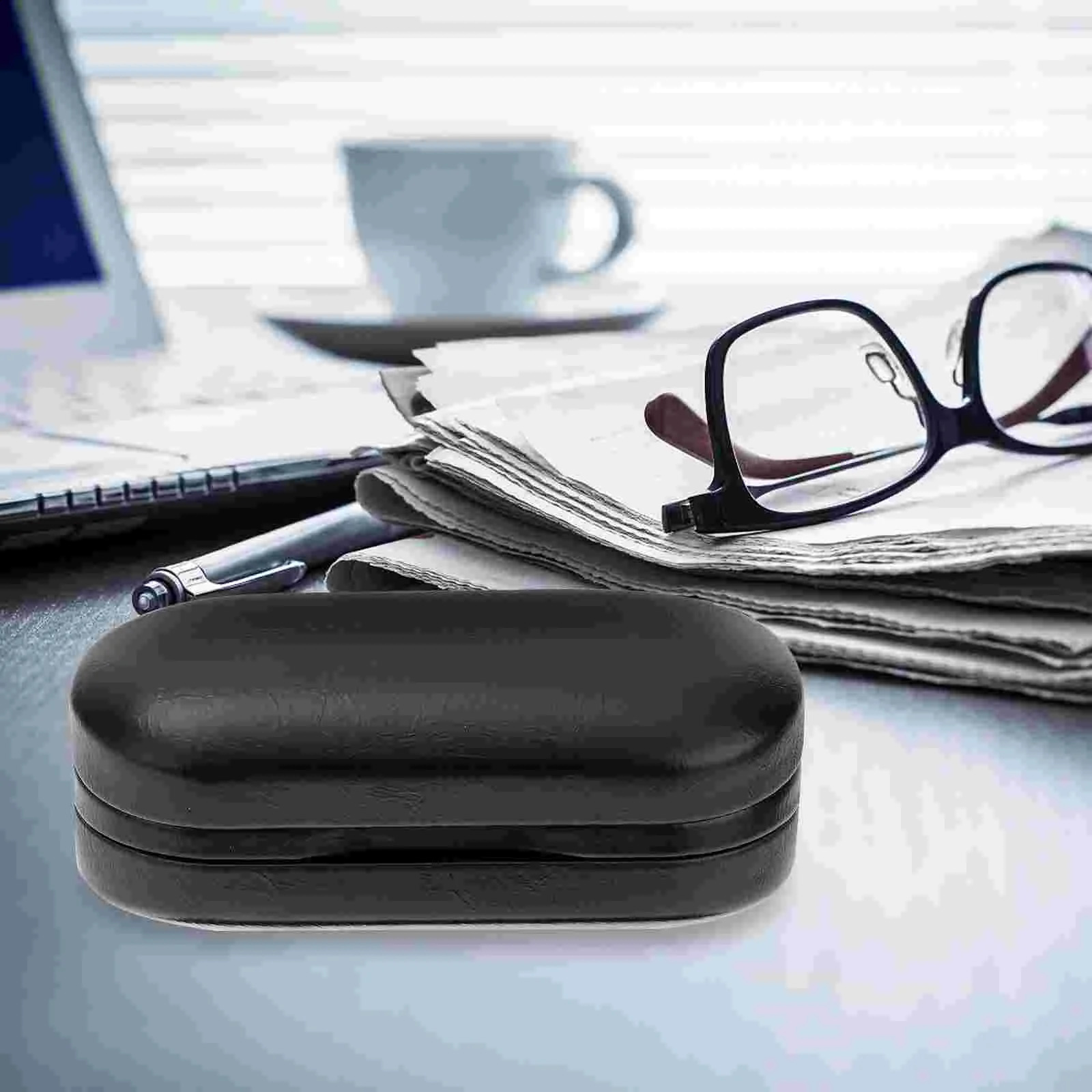 Two pairs of glasses cases glasses cases portable double stand Pu hard shell cover travel accessories black frame 250409